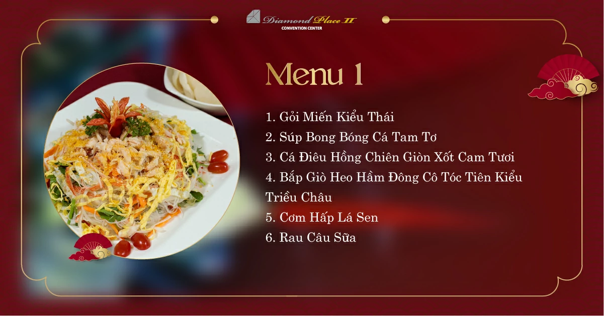 Menu tiệc cưới tại trung tâm hội nghị tiệc cưới diamond place 2