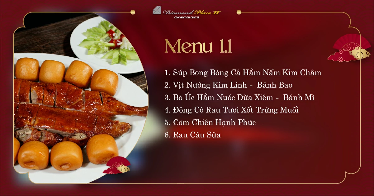 Menu tiệc cưới tại trung tâm hội nghị tiệc cưới diamond place 2