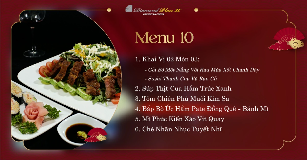 Menu tiệc cưới tại nhà hàng tiệc cưới diamond place 2