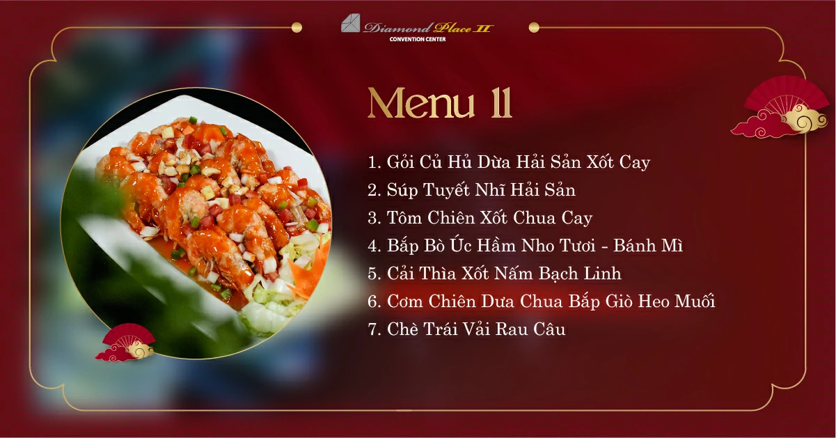 Menu tiệc cưới tại nhà hàng tiệc cưới diamond place 2