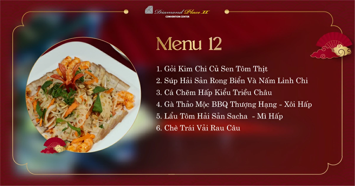 Menu tiệc cưới tại nhà hàng tiệc cưới diamond place 2