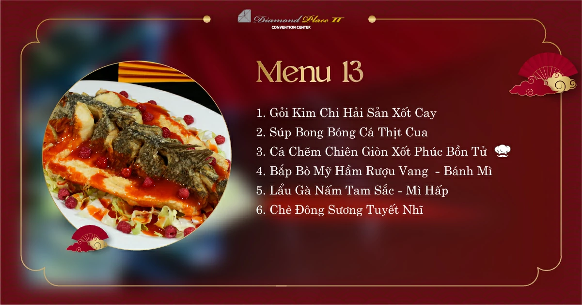 Menu tiệc cưới tại nhà hàng tiệc cưới diamond place 2