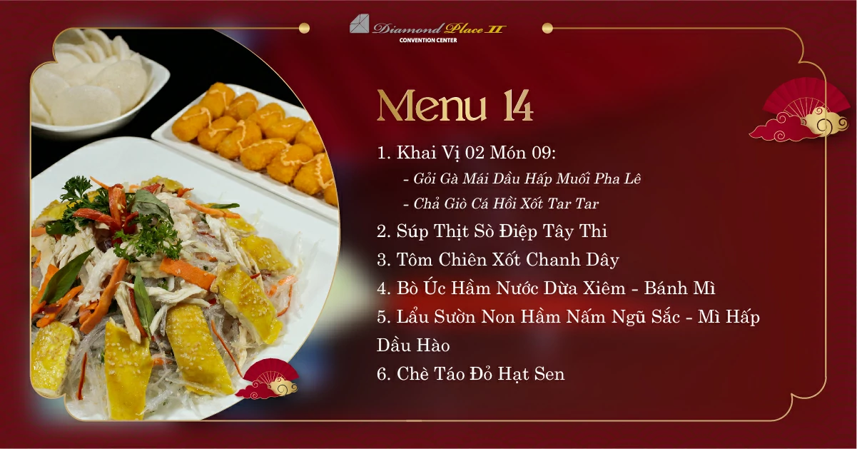 Menu tiệc cưới tại nhà hàng tiệc cưới diamond place 2