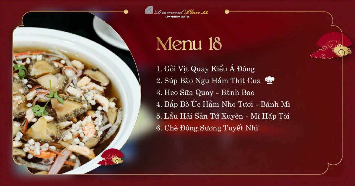 Menu tiệc cưới tại nhà hàng tiệc cưới diamond place 2