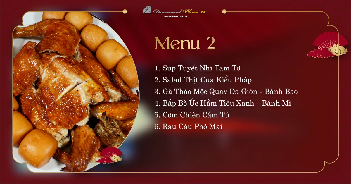 Menu tiệc cưới tại trung tâm hội nghị tiệc cưới diamond place 2