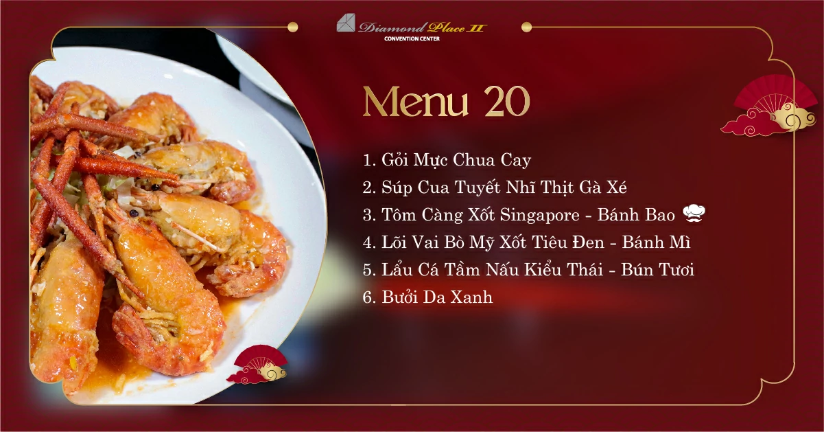 Menu tiệc cưới tại nhà hàng tiệc cưới diamond place 2