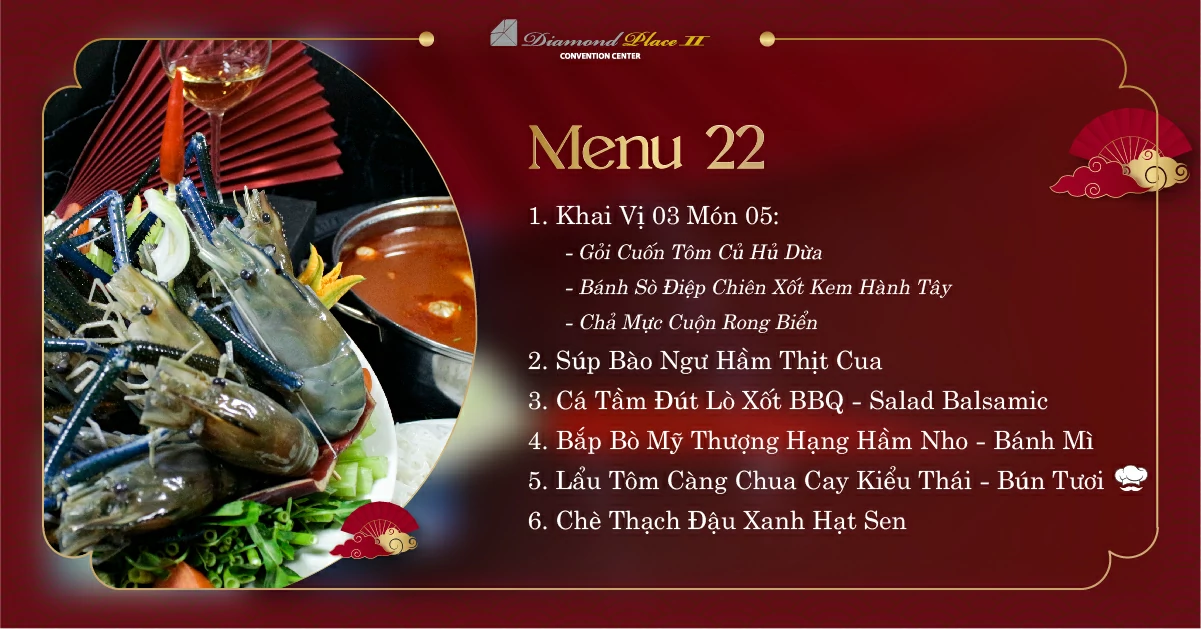 Menu tiệc cưới tại nhà hàng tiệc cưới diamond place 2