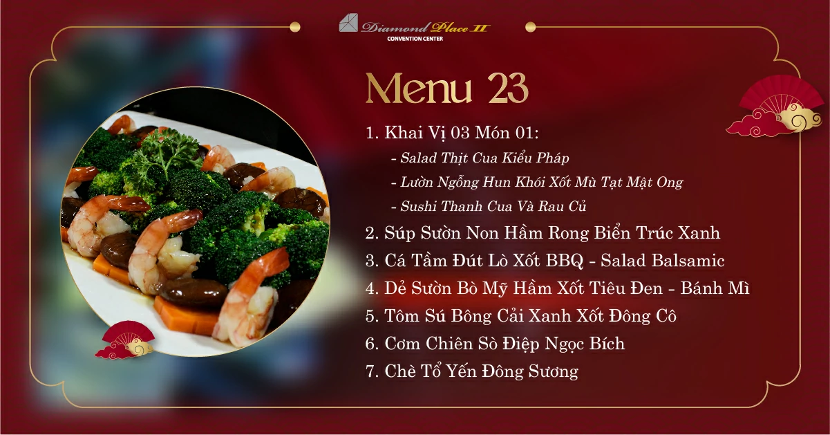 Menu tiệc cưới tại nhà hàng tiệc cưới diamond place 2