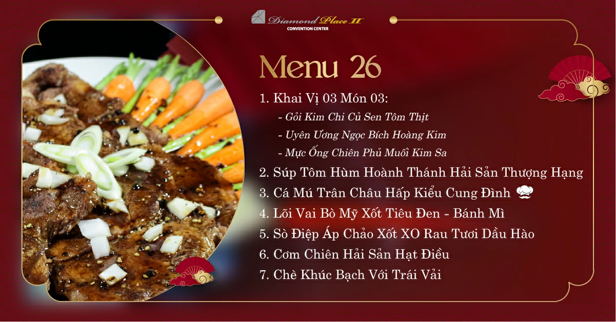 Menu tiệc cưới tại nhà hàng tiệc cưới diamond place 2