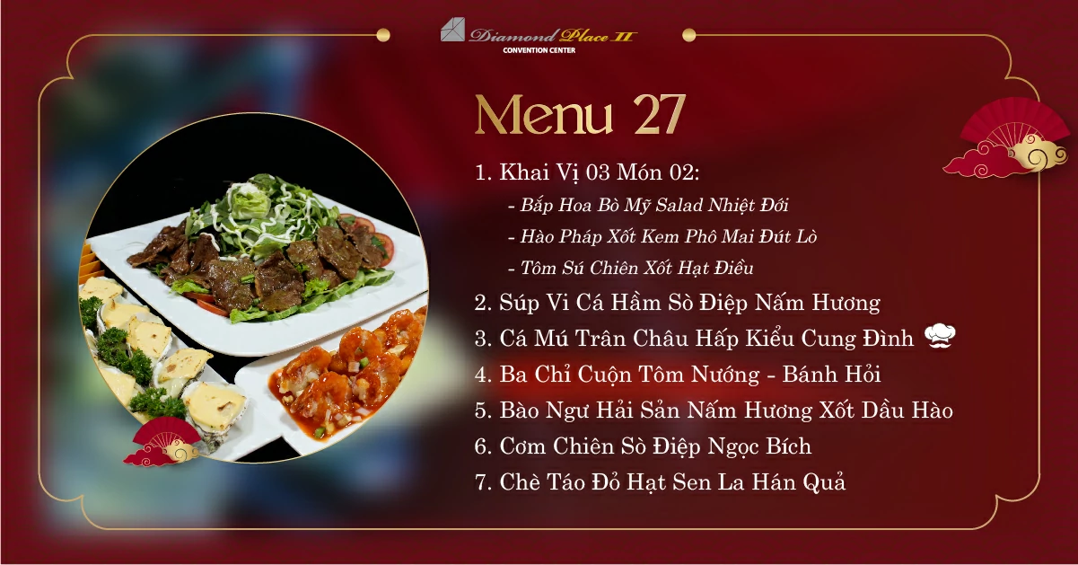 Menu tiệc cưới tại nhà hàng tiệc cưới diamond place 2