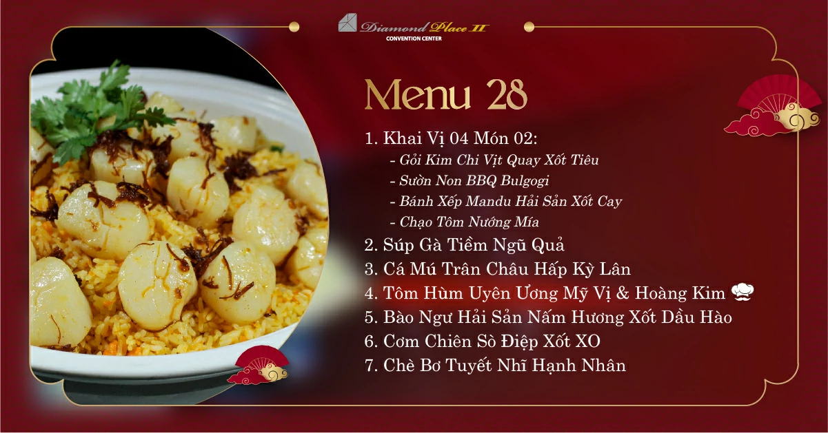 Menu tiệc cưới tại nhà hàng tiệc cưới diamond place 2