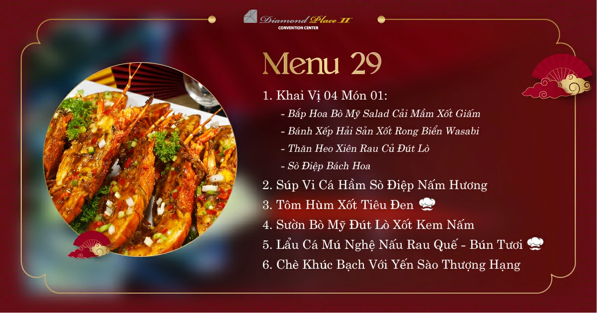 Menu tiệc cưới tại nhà hàng tiệc cưới diamond place 2