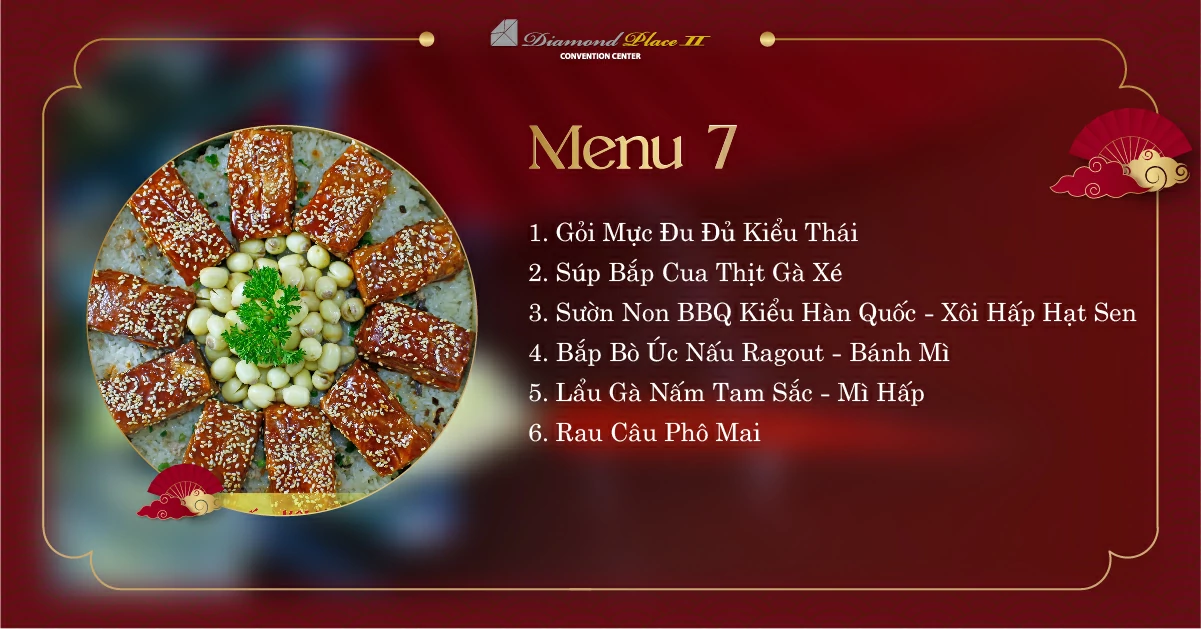 Menu tiệc cưới tại nhà hàng tiệc cưới diamond place 2