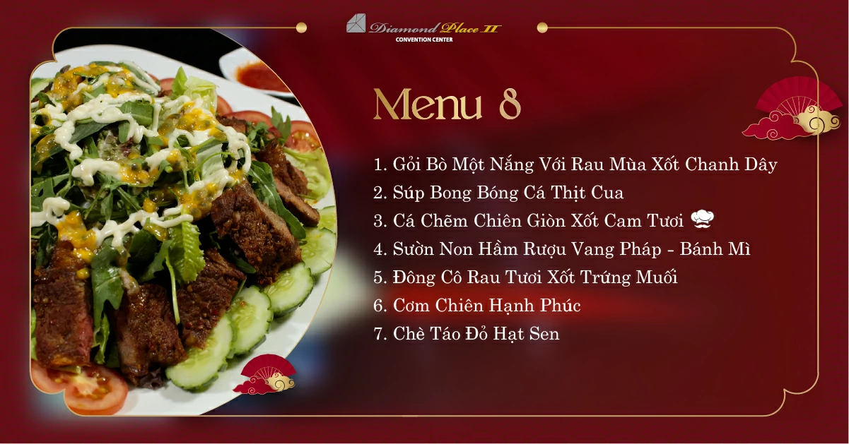 Menu tiệc cưới tại nhà hàng tiệc cưới diamond place 2